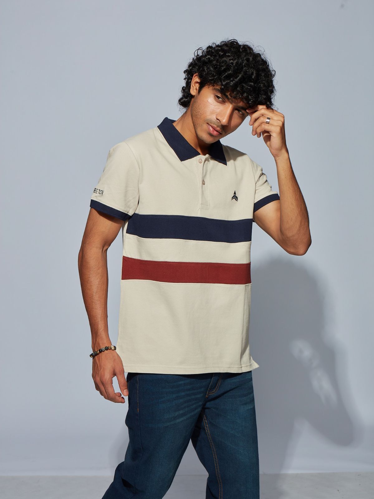 MENS CUT & SEW POLO T-SHIRT – SB PIQUE CN – Sandal_Navy_Maroon
